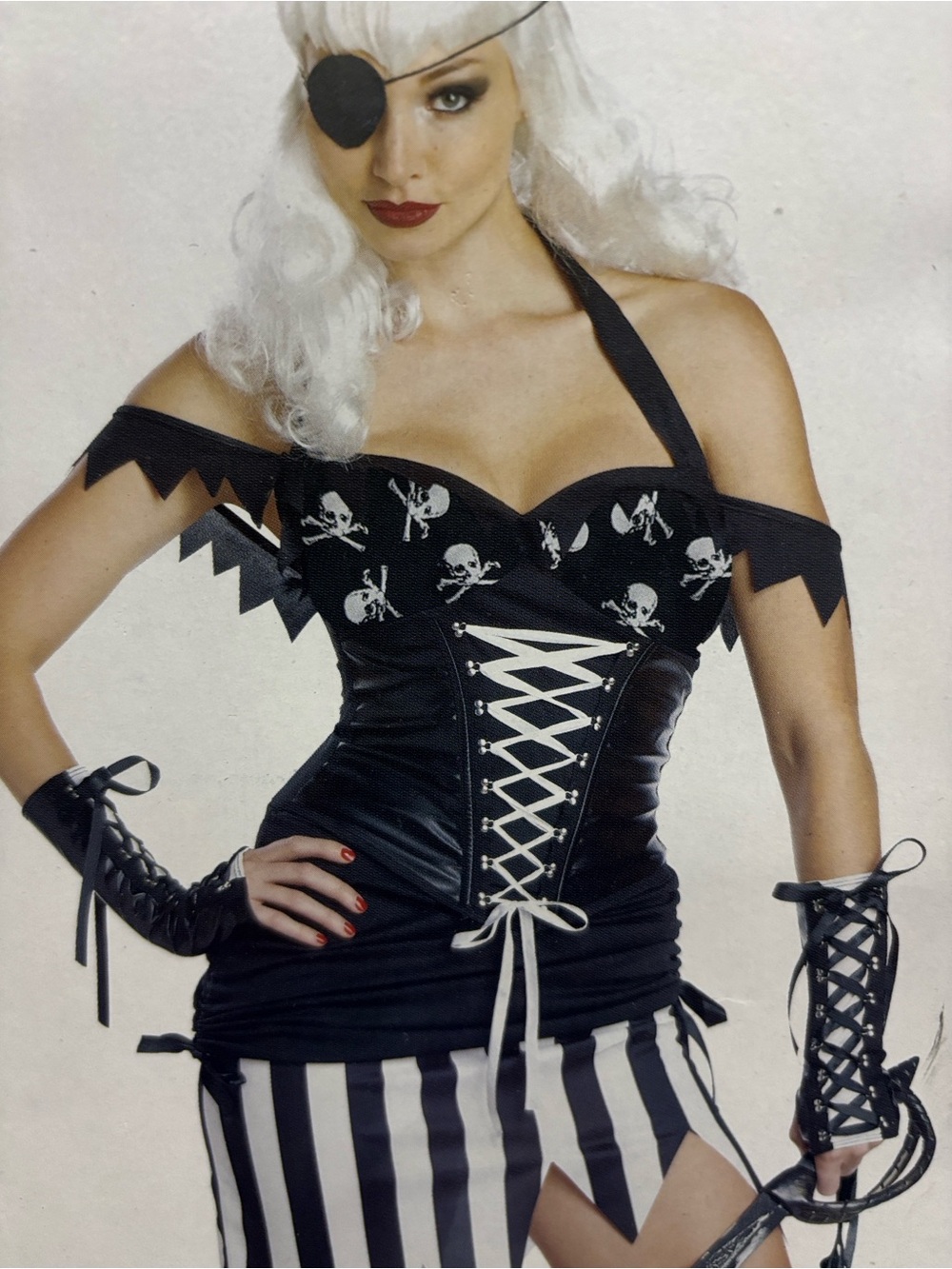 Pirate Mistress costume with Eye Patch & glovelettes